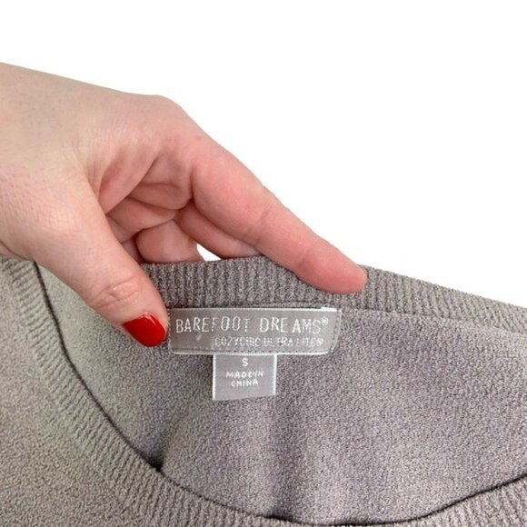 Barefoot Dreams Cozy Chic Ultra Lite Pullover Sweater in Taupe - Picture 4 of 7